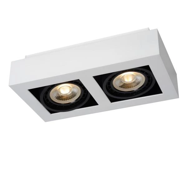 Lucide ZEFIX - Spot plafond - LED Dim to warm - GU10 - 2x12W 2200K/3000K - Blanc - détail 2